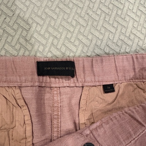 John Varvatos Pink Linen Shorts with Drawstring - Picture 2 of 3